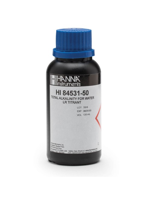 Titulante de intervalo bajo para la alcalinidad en agua con minititulador (120 mL) - HI84531-50 - HANNA PERÚ Titulante de intervalo bajo para la alcalinidad en agua con minititulador (120 mL) - HI84531-50 - HANNA PERÚ