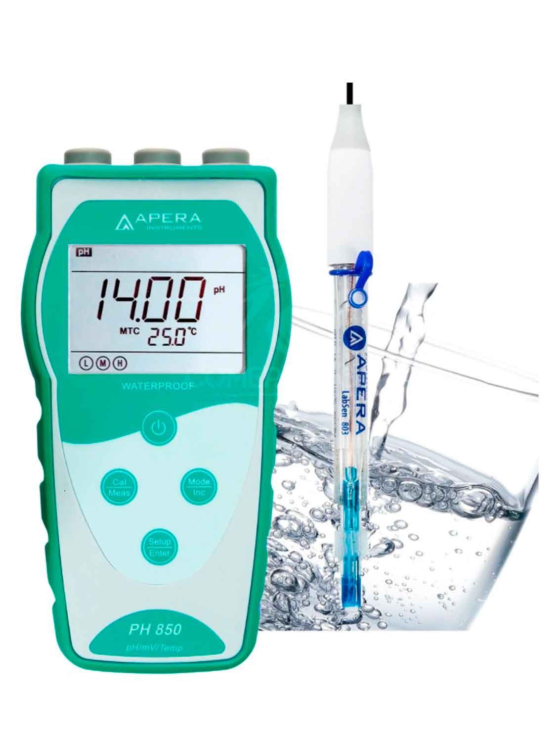 Medidor de pH portátil para agua pura (agua potable / RO / destilada /  desionizada), equipado: electrodo LabSen® 803 (PH850-PW)
