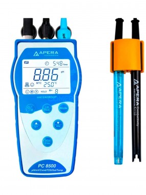 Kit de medidor de conductividad / pH portátil con registrador de datos GLP y salida de datos USB (PC8500)