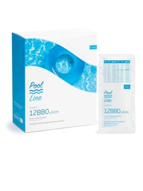 Solución Pool Line de Conductividad eléctrica de 12,880 µS/cm @ 25 °C, en sobres (25 x 20 mL) - HI700304P - HANNA PERÚ
