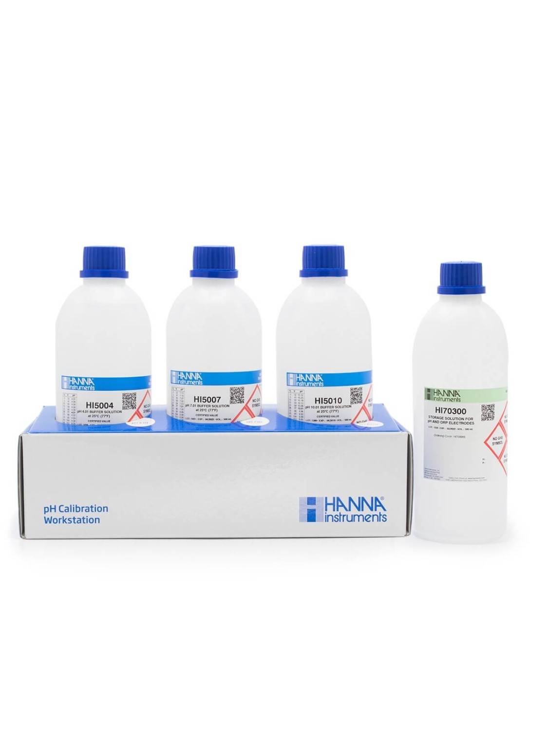 Soluciones técnicas pH 4.01, pH 7.01, pH 10.01, solución HI70300, 1 frasco de 500mL c/u - HI54710-10 - HANNA PERÚ