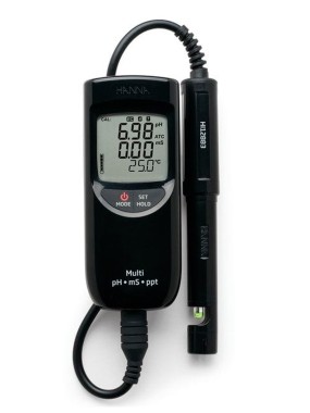 Medidor portátil de intervalo alto para pH/CE/TDS marca Hanna, modelo (HI991301)