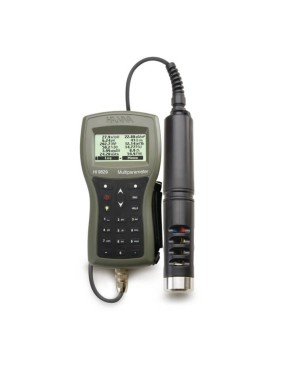 Medidor multiparamétrico pH/ORP, CE, OD, c/GPS, sonda c/regist. datos, 20 m. de cable, 230V (HI9829-12202)