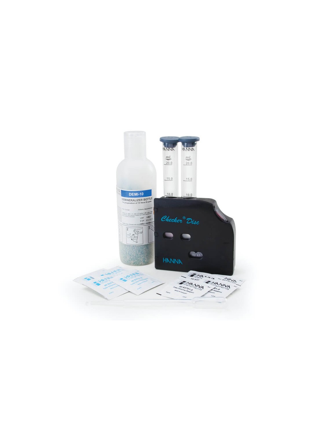 Kit químico de pruebas para cloro libre y total (intervalo bajo y medio) - HI38017 - HANNA PERÚ